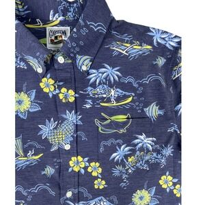 Reyn Spooner Shirt Mens XL Blue Devil Rays Cooperstown Hawaiian Button Down MLB